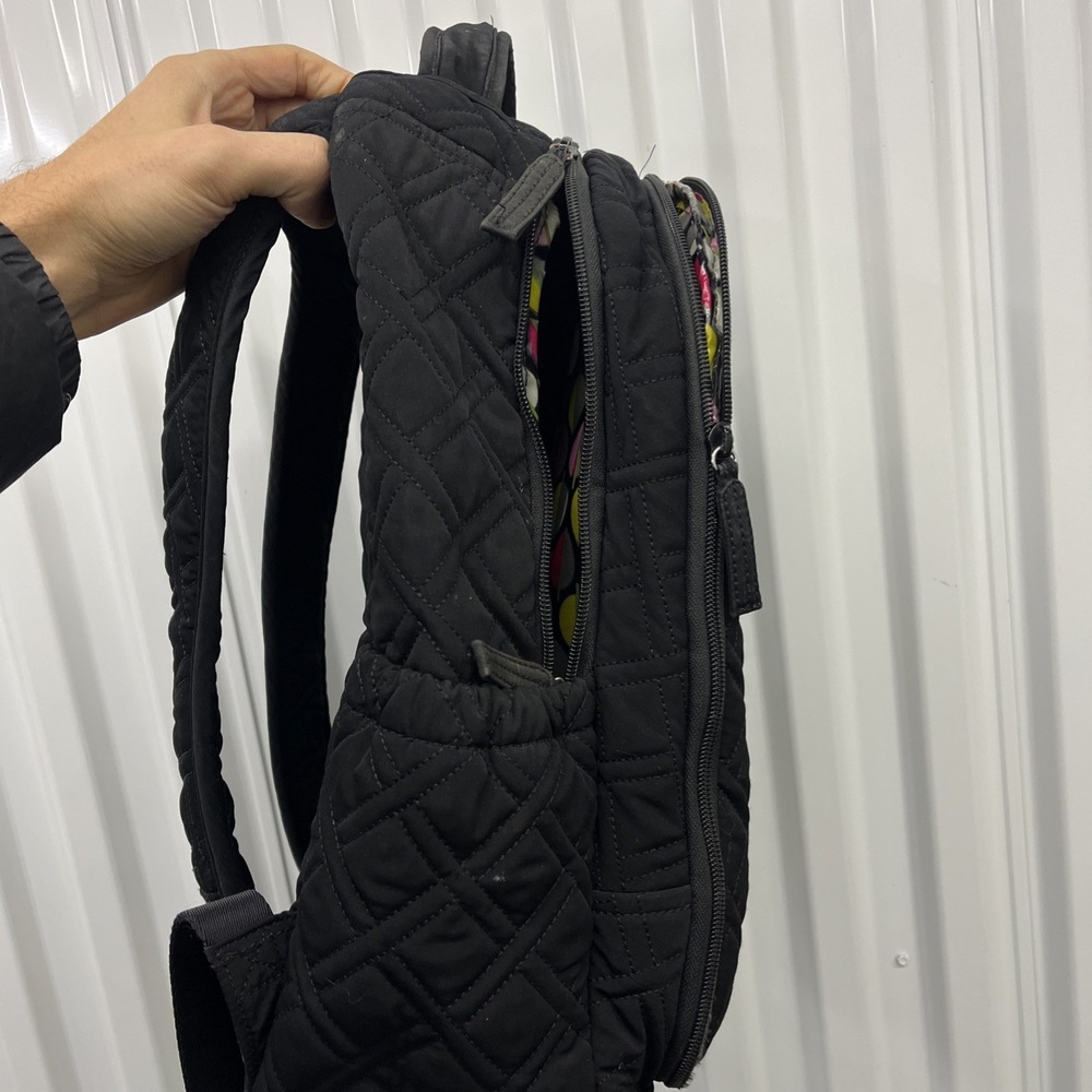 Vera Bradley Women's Backpack Black Cotton Quilted Adjustable Strap Bag - Picture 3 of 11